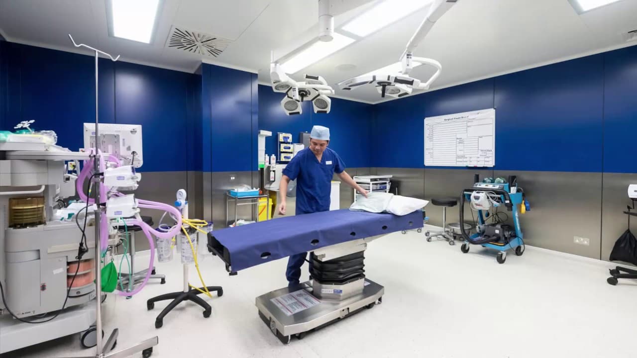 Modern operating theatre prepared for shoulder surgery
